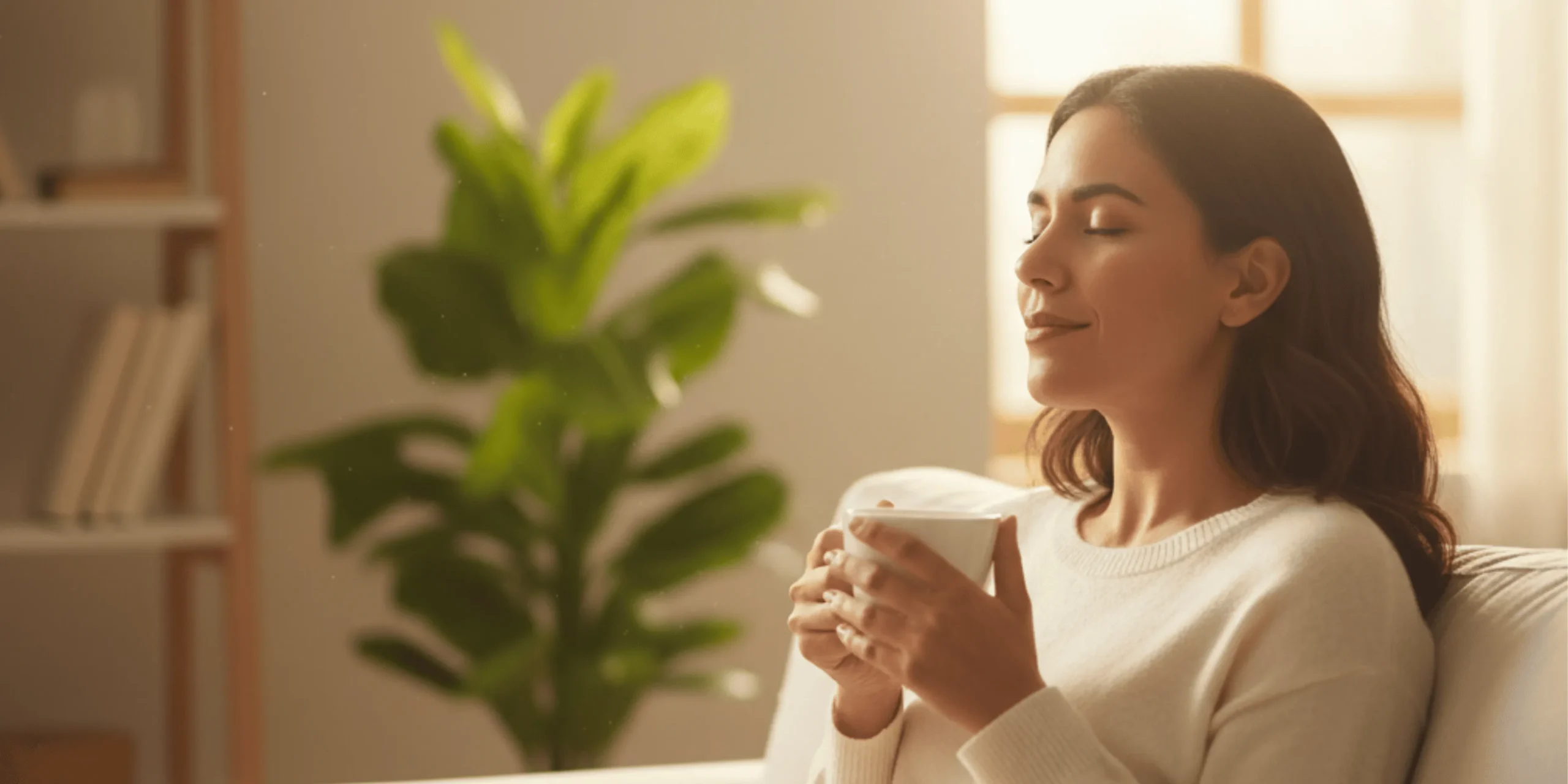 Mujer en estado de calma y bienestar