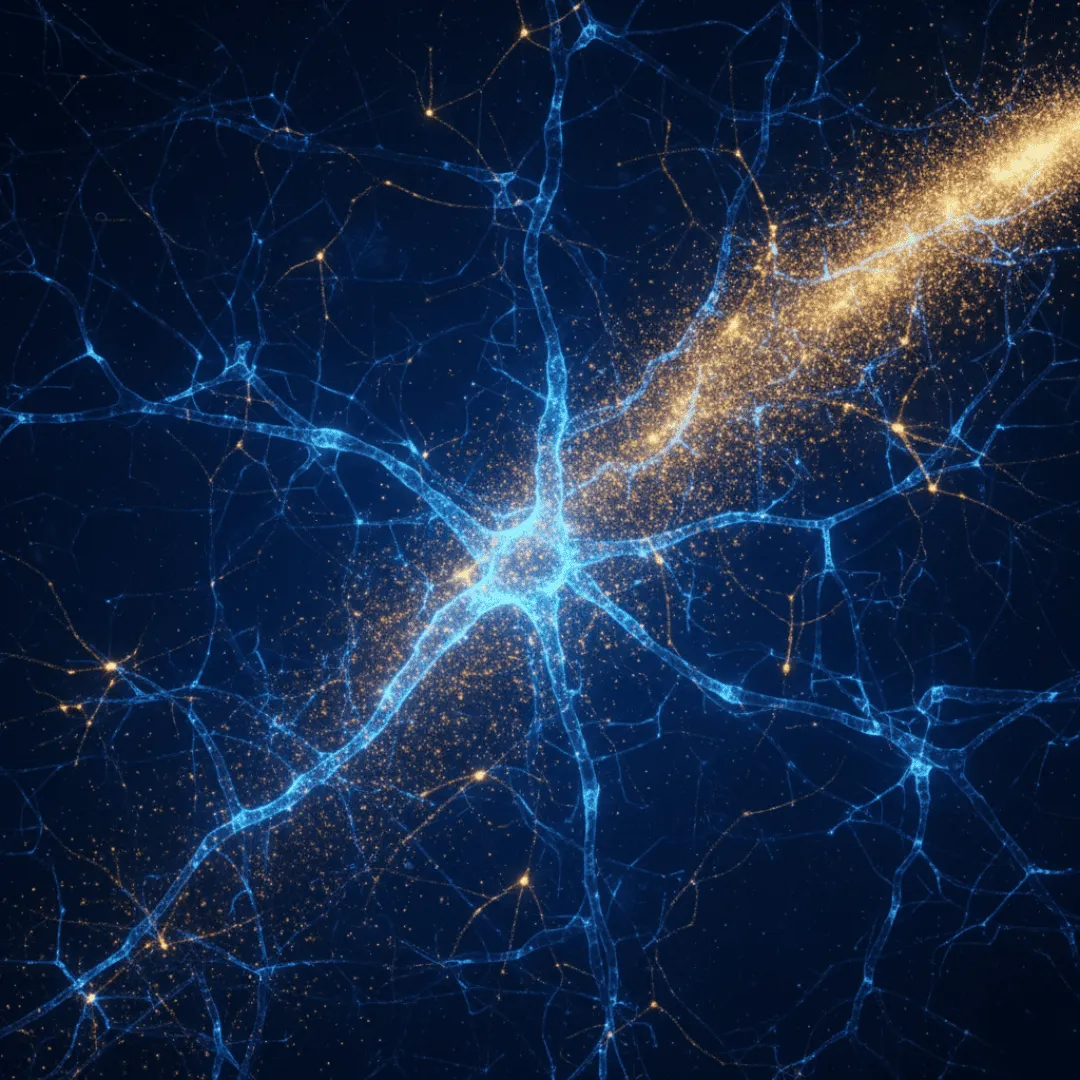 Representación artística de las conexiones neuronales y serotonina