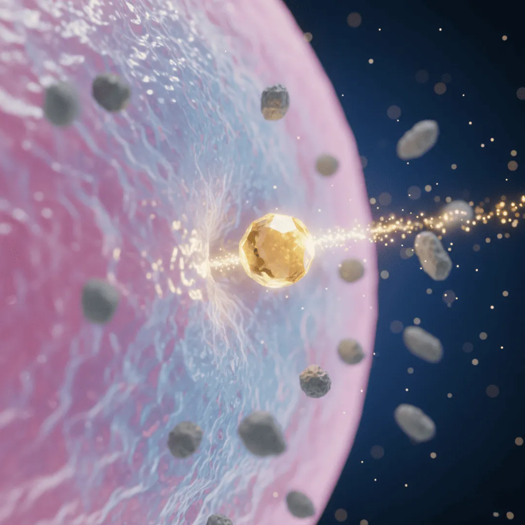 Ilustración científica de la absorción celular eficiente